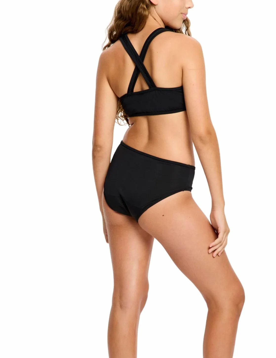 Modibodi Perioden Badehose Teenage Bikini Super Absorption 50ml Auslaufsichere Schwimmunterwäsche Bademode Schwarz