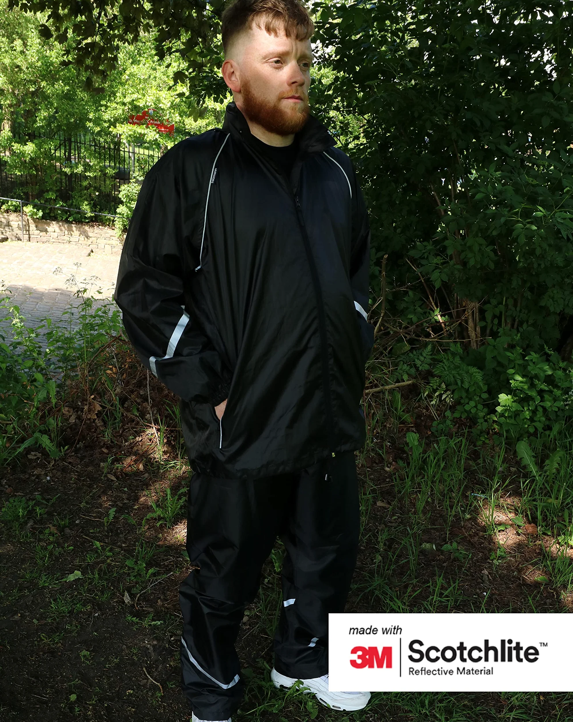 Salzmann Wasserabweisender Regenanzug | S-XXL | Set aus Jacke & Hose | Hergestellt mit 3M Scotchlite