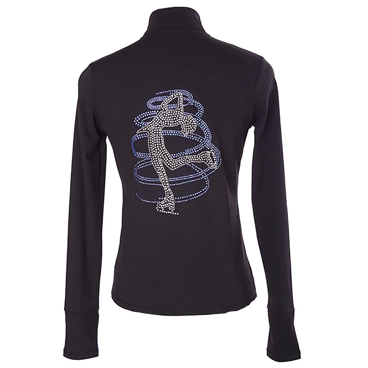 Eiskunstlauf Jacken mit Fleecefutter Damen Mädchen Atmungsaktiv Performance Eislaufbekleidung mit Kristall(Size:XXS,Color:Schwarz)