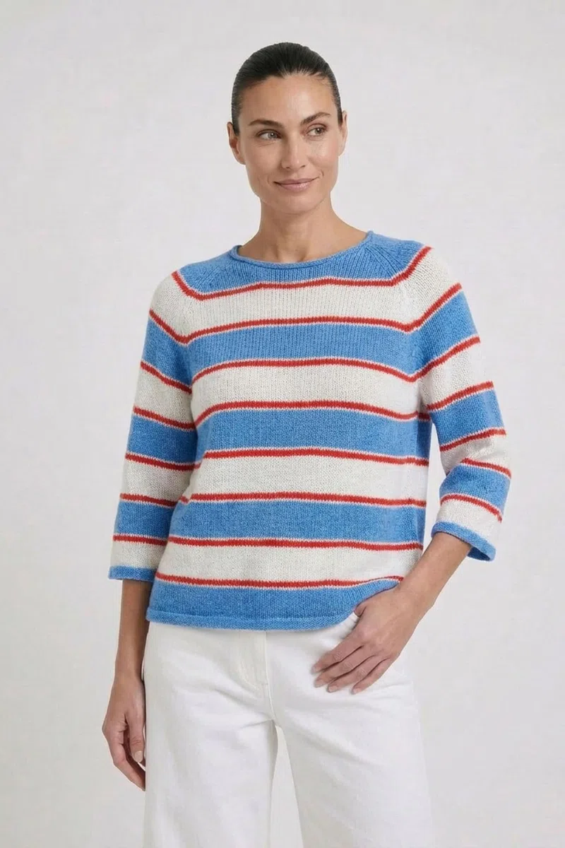 Oui Damen Pullover lässig geschnitten Gestreift