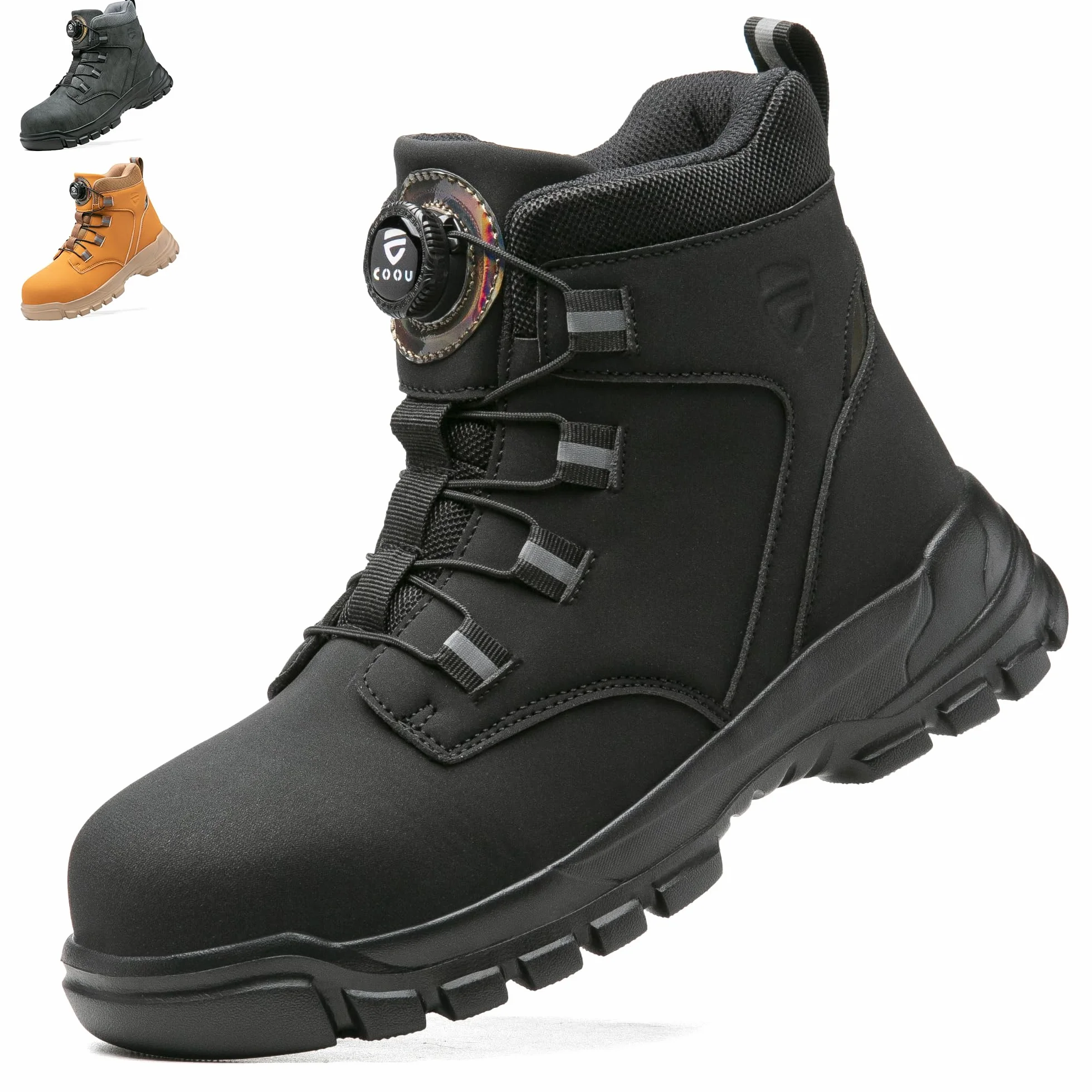 KOIFISH Sicherheitsstiefel Herren Damen Leicht Arbeitsschuhe Hoch Sicherheitsschuhe Rutschfest Drehverschluss Stahlkappenschuhe
