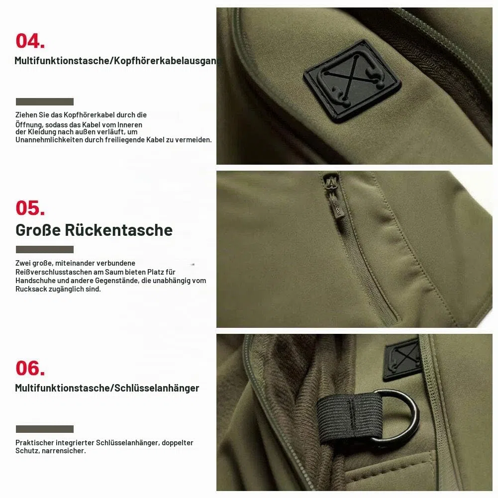 MakingDa wasserdichte Herren-Jacke, lässiger Kapuzenmantel, gefüttert mit Softshell-Fleece, Laufjacke, Jacke im Camouflage-Look, für Arbeit, Angeln, Jagd, Klettern
