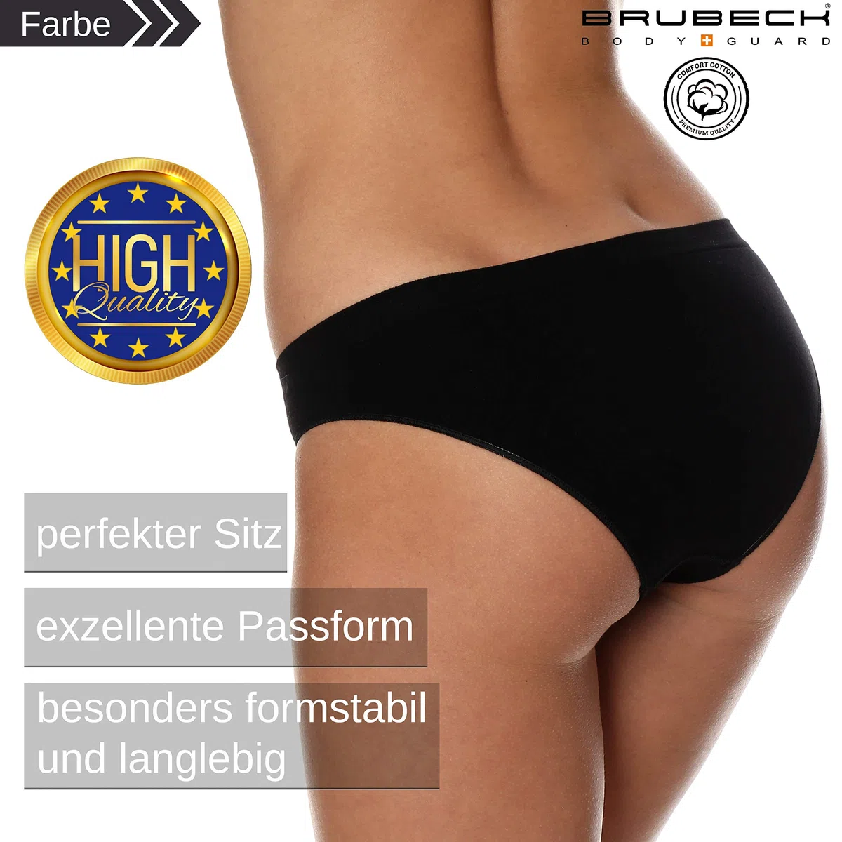 BRUBECK 5er Pack Damen Bikini Slips | 80% Baumwolle | Seamless | Formstabil | Fusselfrei | Sportslip | Funktionswäsche | Schnell trocknend | BI10020A