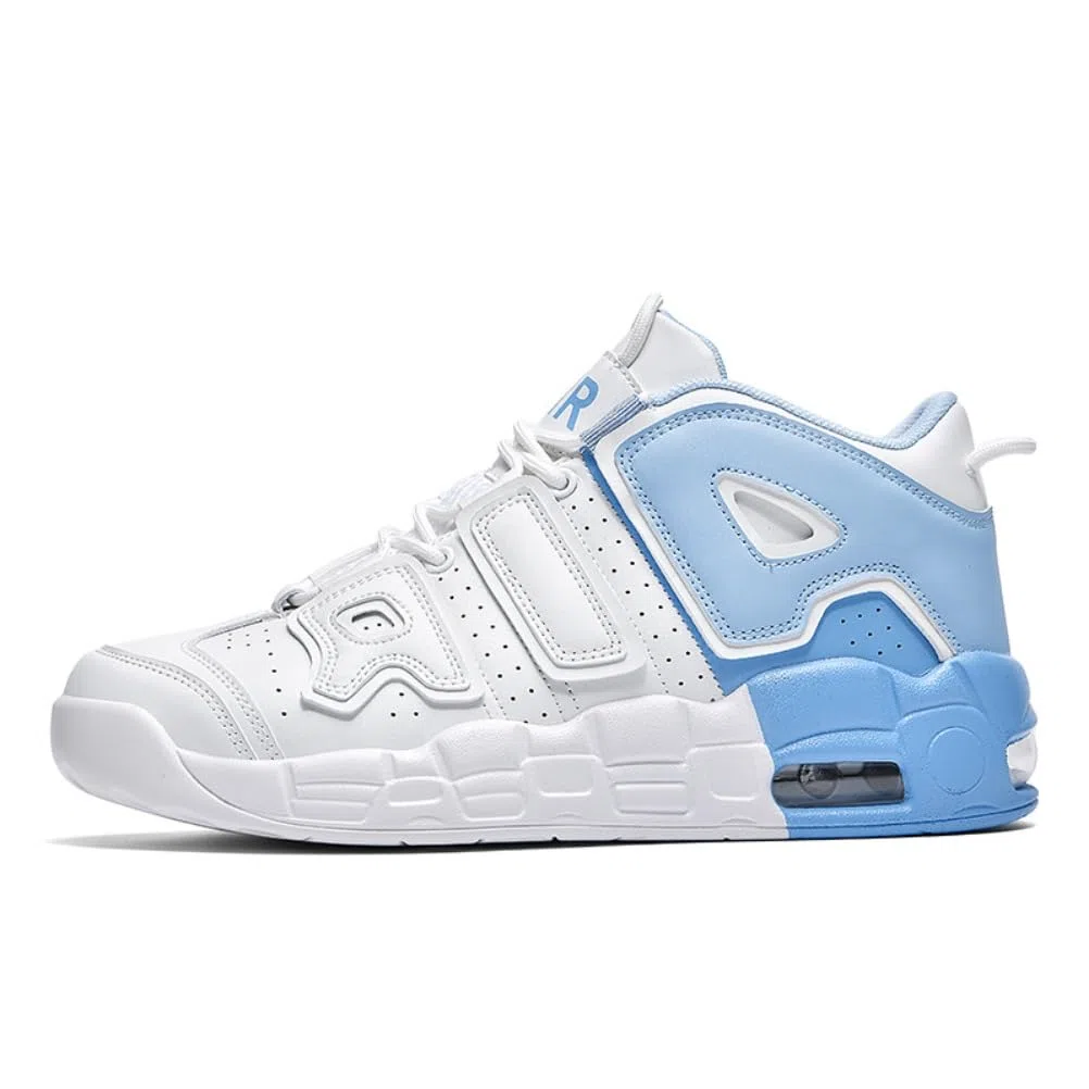 Sneaker Herren Damen Retro Skateboardschuhe Laufschuhe Turnschuhe mit Luftpolster Walkingschuhe Studenten Anti-Rutsch leichter Jungen Mädchen Basketballschuhe modisch Sportschuhe (Weiß blau 3,40)