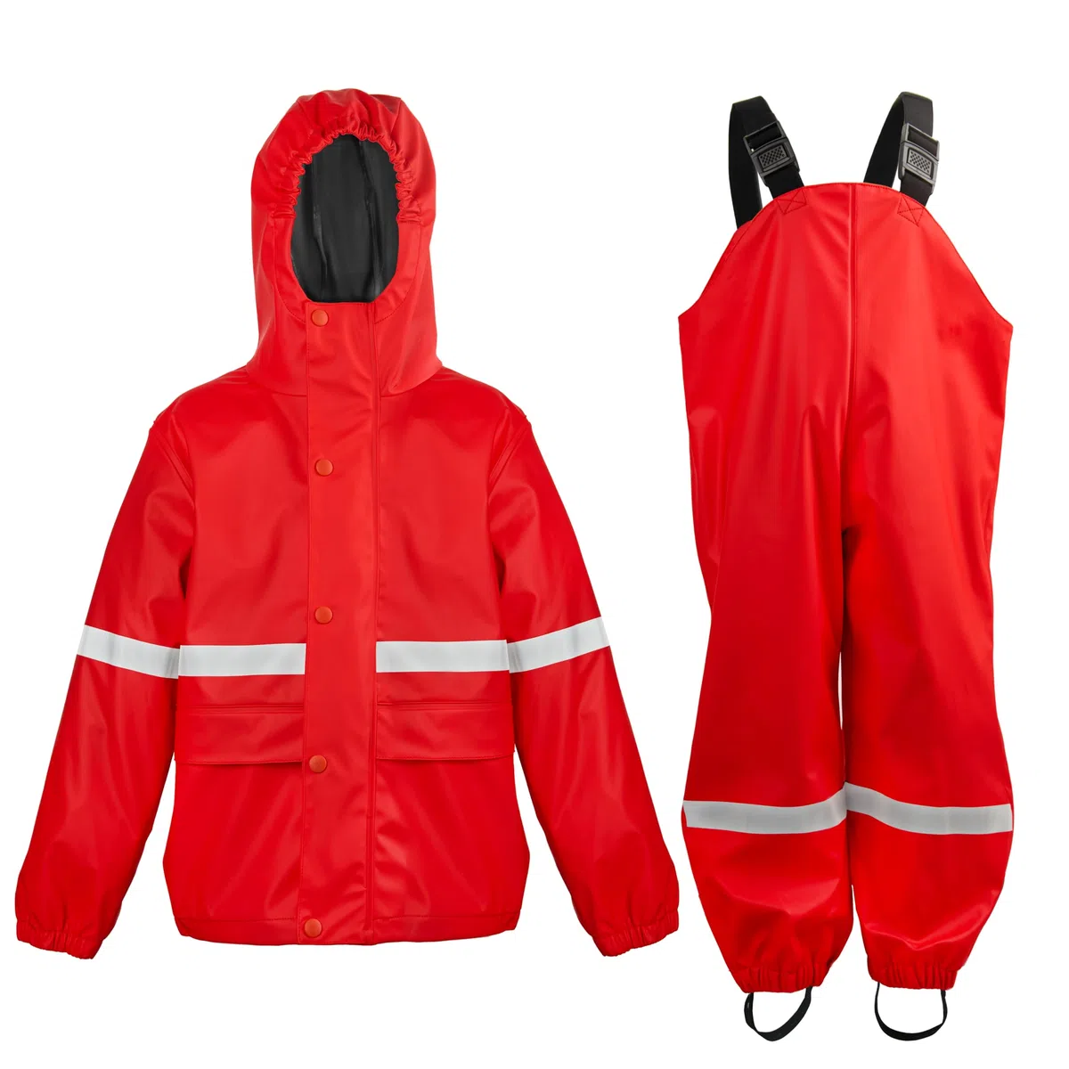 Kinder Regenanzug Jungen Mädchen - Wasserdichtes PU Regenjacke & Hose, Winddicht, Reflektoren, Verstellbare Träger, für Schule, Kindergarten & Outdoor