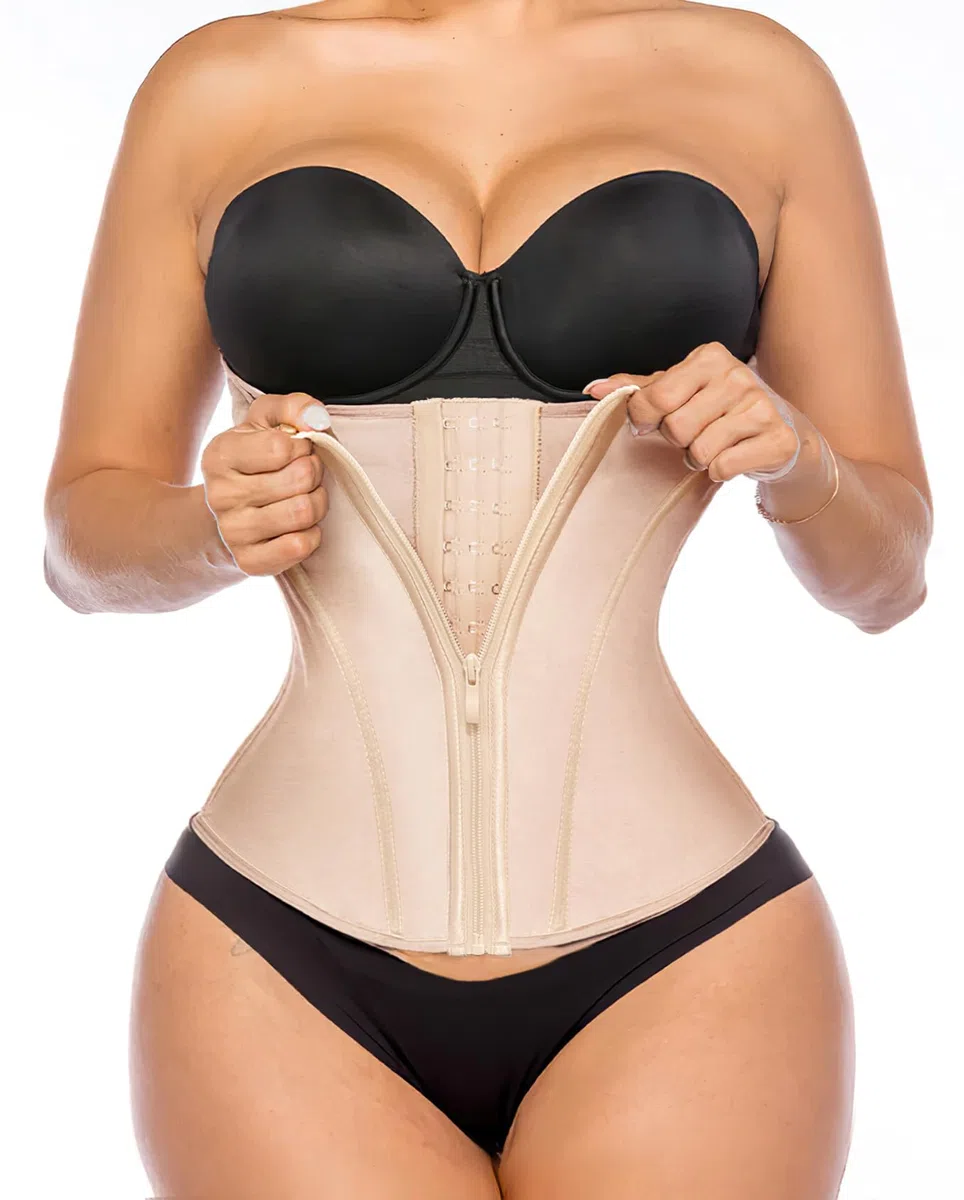 YIANNA Taillentrainer für Damen, Latex, Unterbrustkontrolle, Taillenmieder, Korsett, Sanduhr-Körperformer, Reißverschluss und Haken