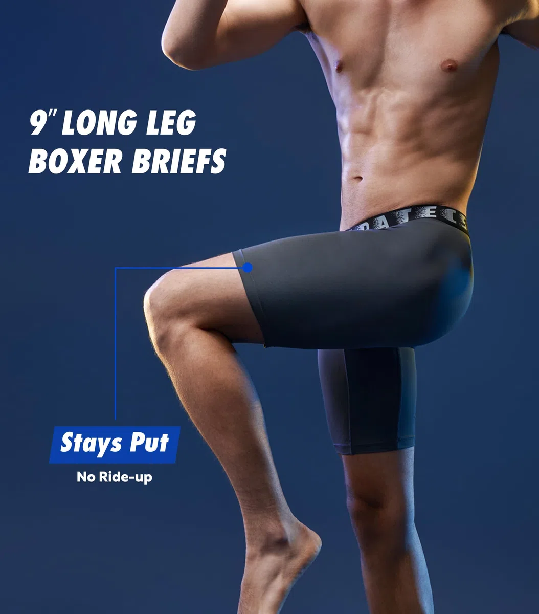 Separatec Herren-Unterwäsche, lange Beine, Boxershorts, Anti-Scheuern, separate Tasche, Unterwäsche für Herren, sportliche Unterstützung, Passform, 3 Stück