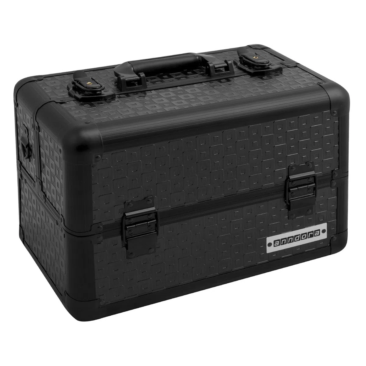 anndora Beauty Case Kosmetikkoffer - Robuster Schminkkoffer, Werkzeugkoffer, Aluminium Make-Up Koffer mit Fächern - Ideal für Reisen und professionelle Anwendungen, abschließbar, Schwarz