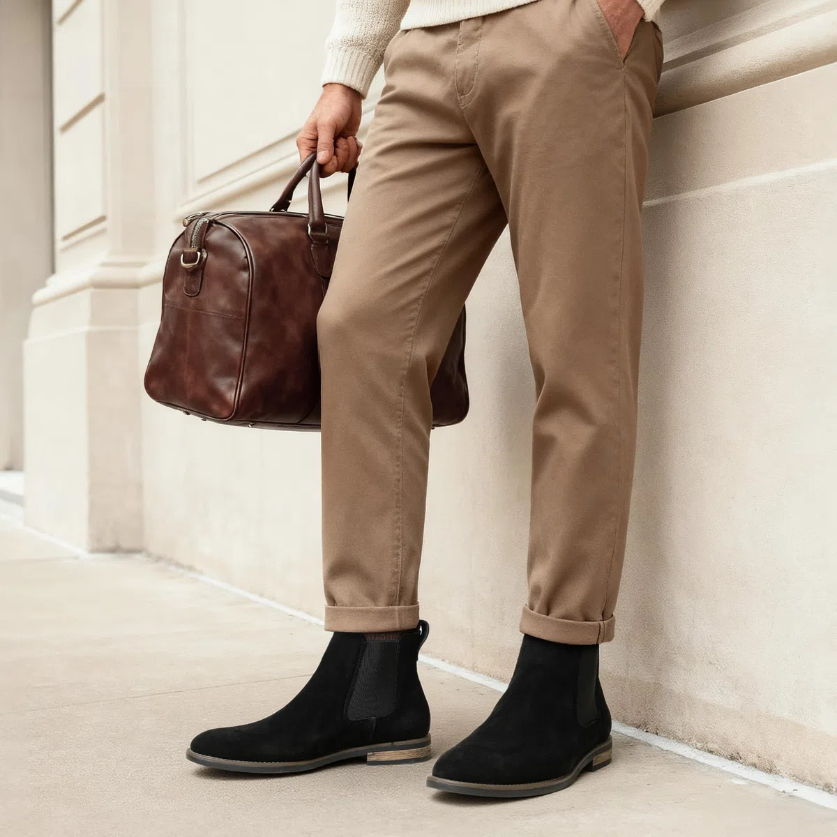 Bruno Marc Herren Chelsea Boots Wildleder Stiefel Stiefeletten