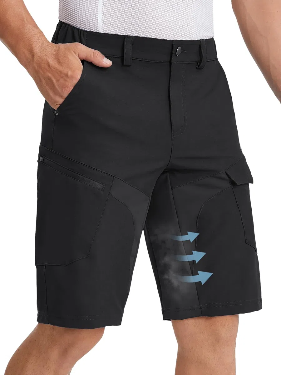 BERGRISAR Fahrradhose Herren Atmungsaktiv MTB-Mountaninbike Hose Herren Kurz mit 5 Taschen