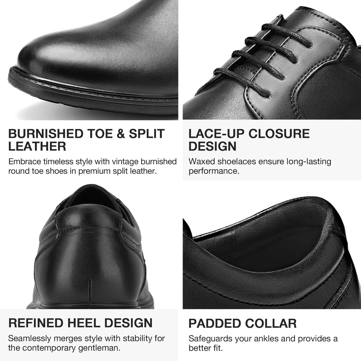HEEZ Anzugschuhe Herren, Klassischer Businessschuhe Oxford Derby Schuhe, Herren Comfort Hochzeits Schnürhalbschuhe Herrenlederschuhe