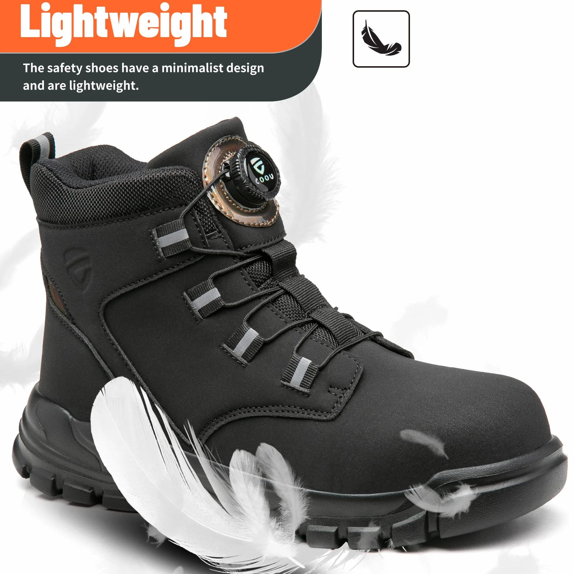 KOIFISH Sicherheitsstiefel Herren Damen Leicht Arbeitsschuhe Hoch Sicherheitsschuhe Rutschfest Drehverschluss Stahlkappenschuhe