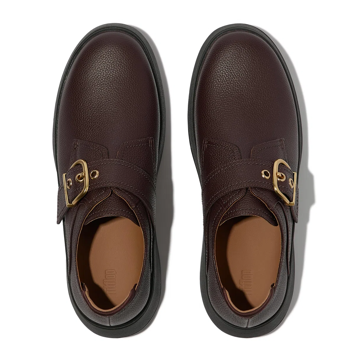 Fitflop Women's F-Mode Stitch Tumbled-Leather Monk Strap Shoes Loafer