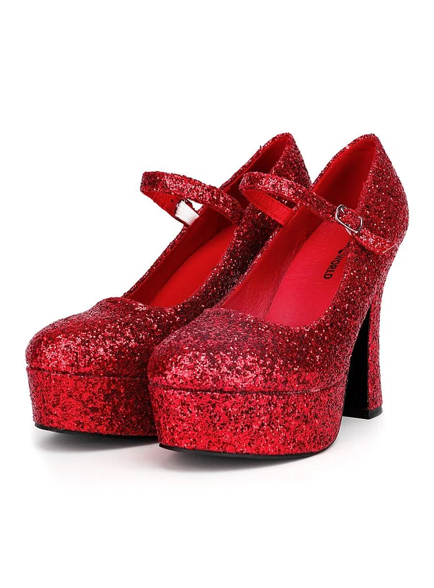 Plateau Schuhe für Damen - rot mit Glitter - Schuhgröße: 40