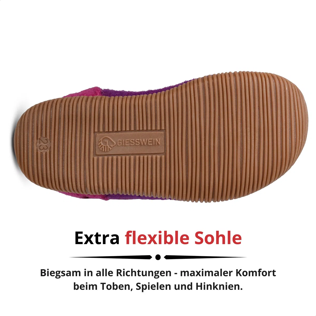 Giesswein Hüttenschuh Wildpoldsried Kids - Hohe Unisex Hausschuhe für Kinder, Warme Filz-Pantoffeln für Mädchen & Jungen, Feste Gummi Sohle