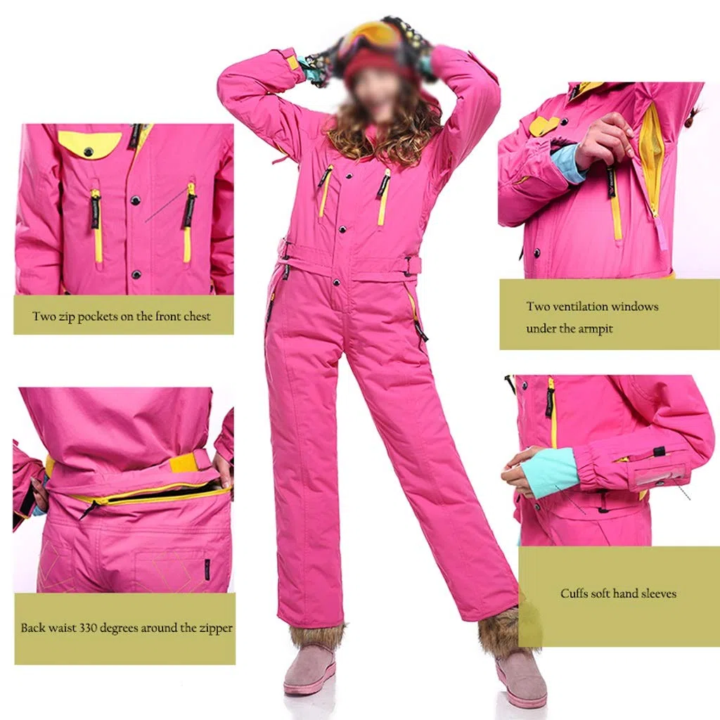 Liudan Skianzug Damen One Pieces Skier Anzüge Jumpsuits Coveralls Winter Outdoor wasserdichte Schneeanzüge for den Schneesport Zu windundurchlässiger Ausrüstung Windjacke (Color : Yellow)