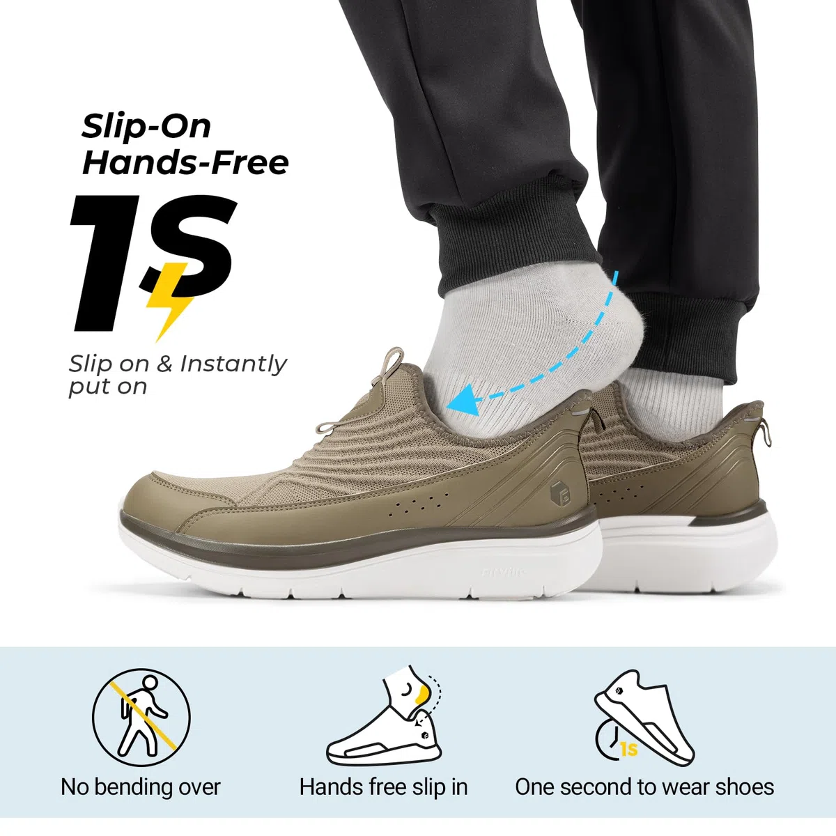 FitVille Slip On Sneakers Herren Walkingschuhe Extra Weit Sportschuhe Leichte Laufschuhe Atmungsaktive Schlüpfen Schuhe Slipper