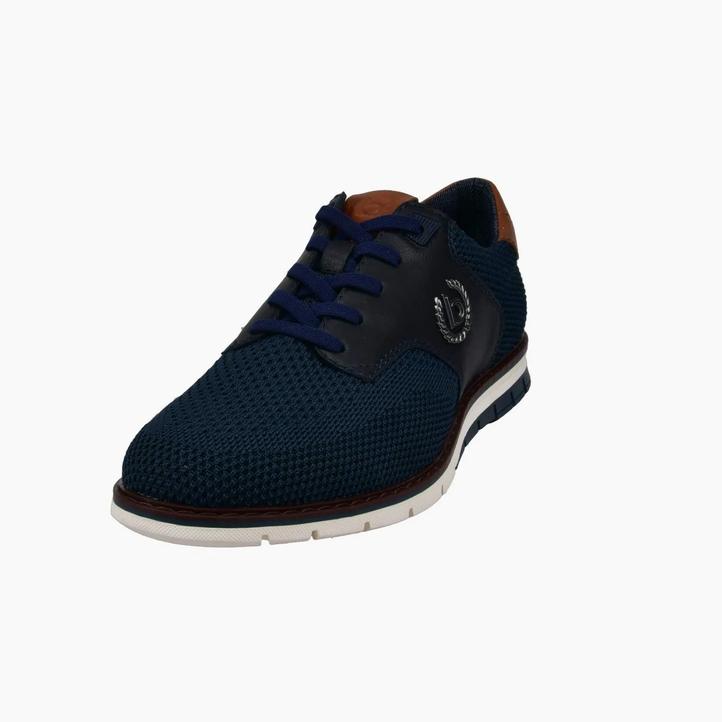 bugatti Schnürhalbschuh aus atmungsaktivem Materialmix, Memory Foam, elastische Schnürsenkel, Dunkelblau, 45 EU