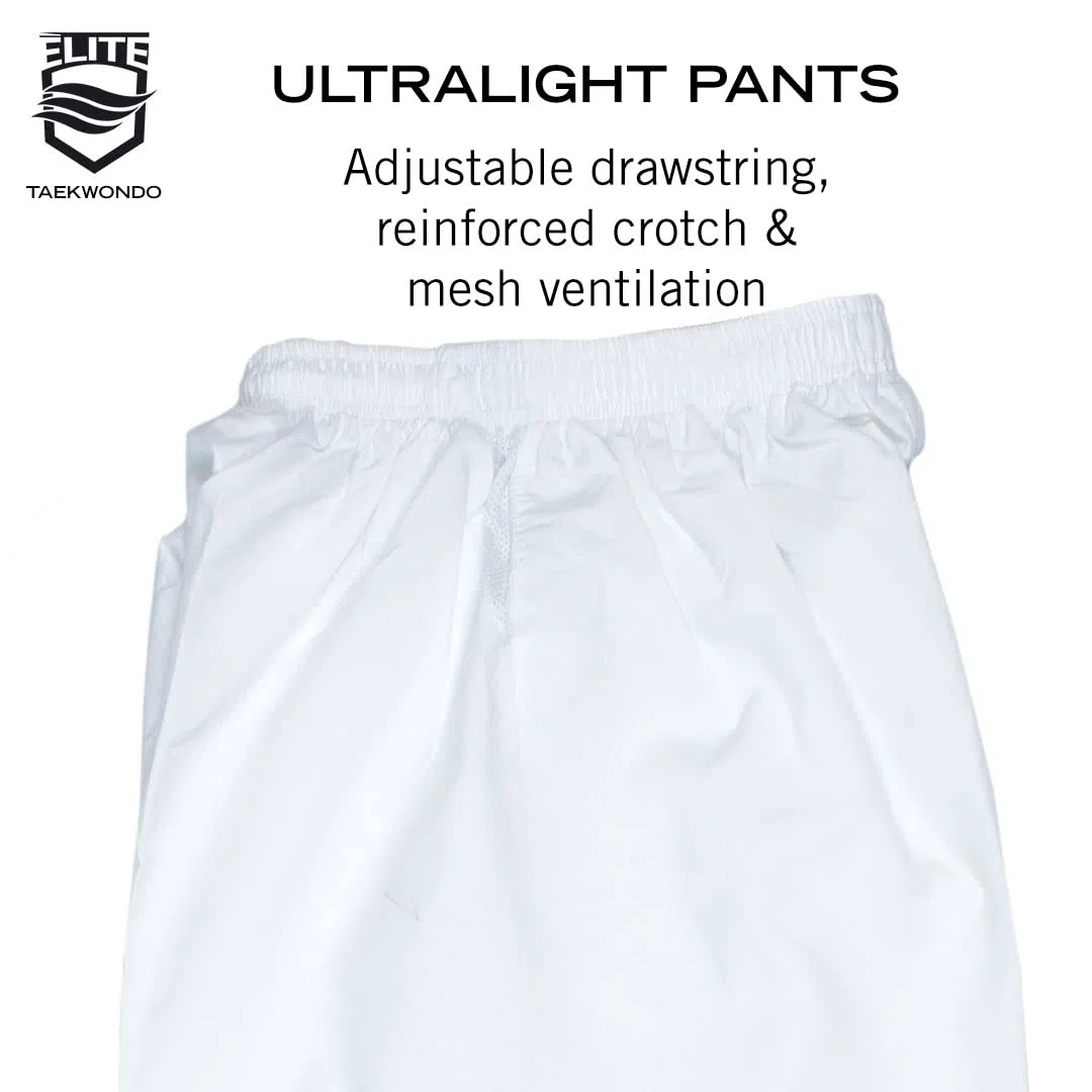 ELITE - White Collar Taekwondo Uniform (TKD Dobok) Ultralight Fabric