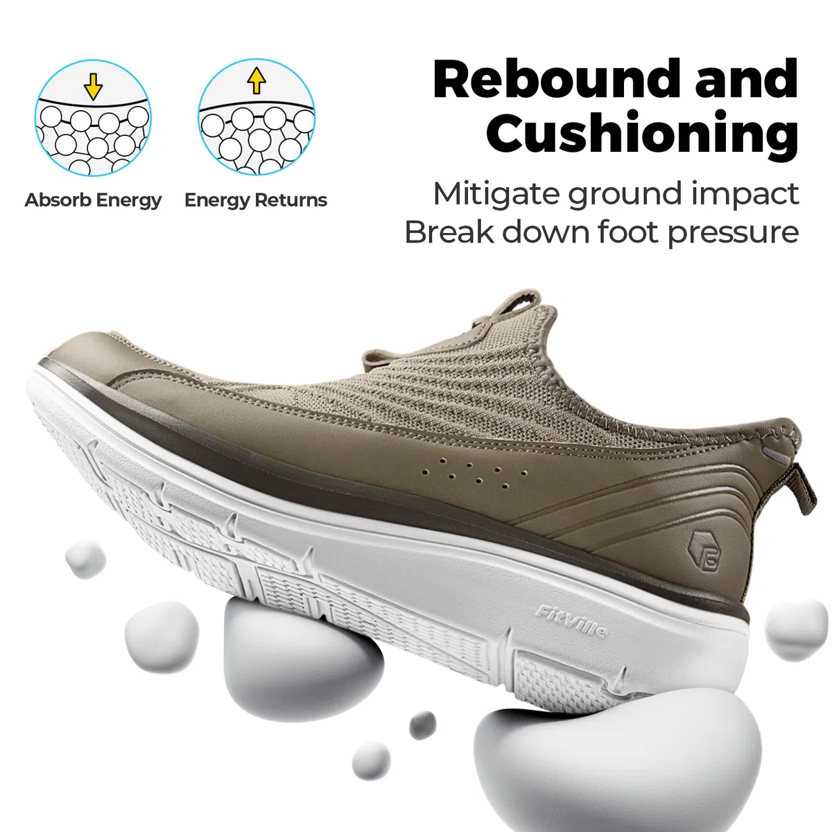 FitVille Slip On Sneakers Herren Walkingschuhe Extra Weit Sportschuhe Leichte Laufschuhe Atmungsaktive Schlüpfen Schuhe Slipper