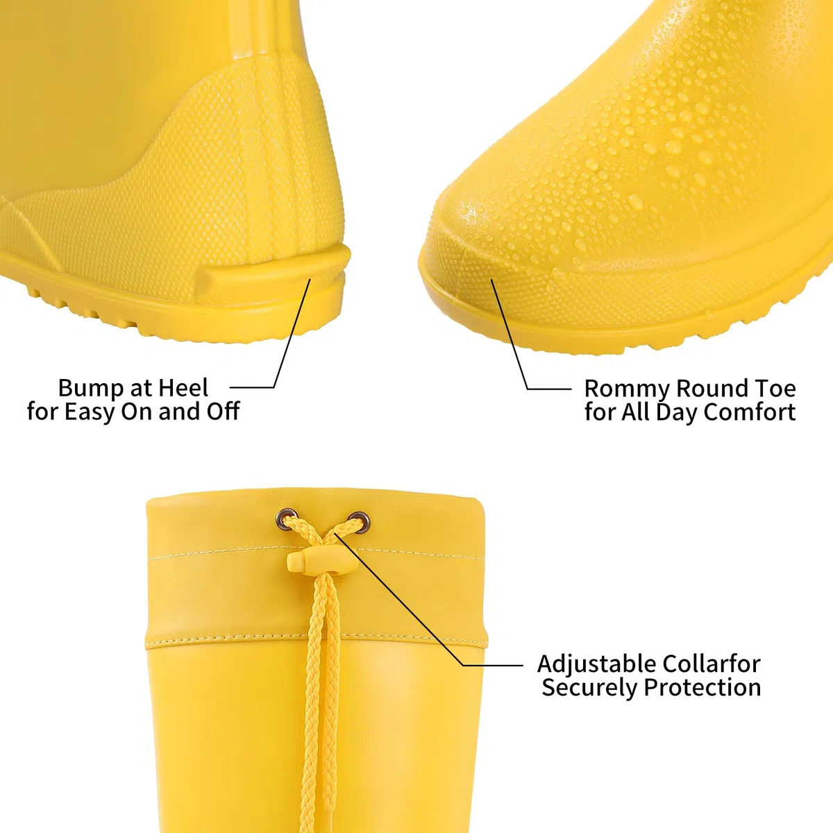 Asgard Verstaubare hohe Regenstiefel für Damen, wasserdicht, Gummi-Gartenstiefel, ultraleicht, flache Gummistiefel, Schlammstiefel, nicht für breite Waden geeignet