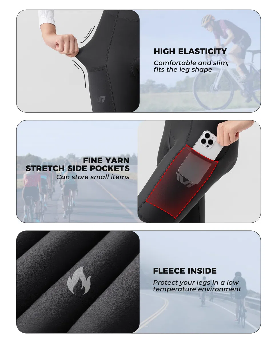 ROCKBROS TVI Winter Fahrradhose Damen Gepolstert Lang, Elastische Radhose Atmungsaktive Dehnbare Fahrradrennrad Hose Woman Sitzpolster GepräGtes Stoff