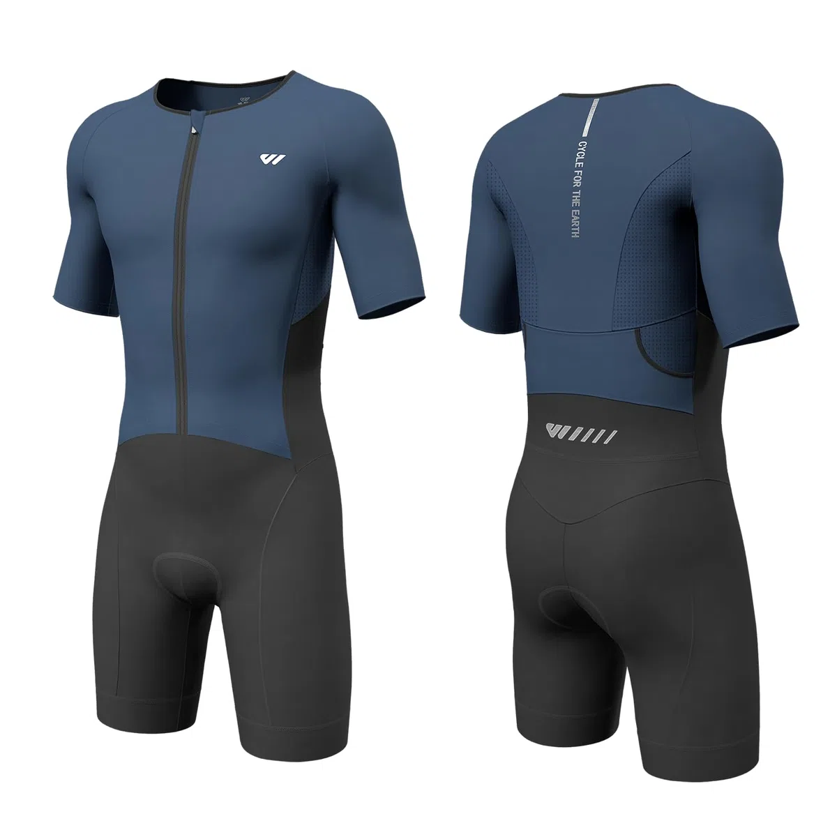 Wulibike Triathlon Anzug Herren Trisuit Kurzarm,Hohe Elastizität atmungsaktiv schnelltrocknend Tri Suit Triathlonanzug für Herren Rennen und Triathlon Wettkämpfe Blau 2025 XL