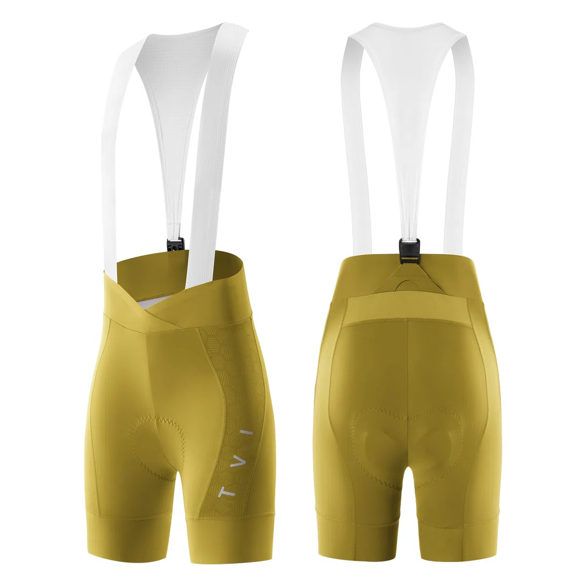 ROCKBROS TVI Fahrrad Trägerhose Damen, Kurz Gepolstert Fahrradhose Sommer, mit Magnetischer Träger, Hohe Taille Reflektierende Hochelastische Radlerhose für Rennrad MTB