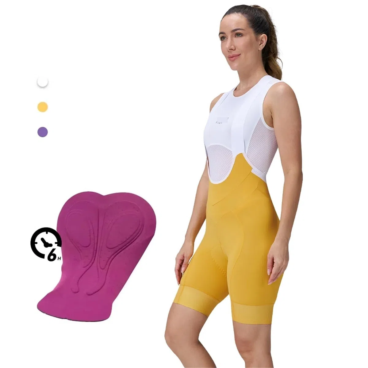 Damen-Radhose Mit TräGern Damen Radhose mit Trägern, 6 Stunden Radsport-Polsterung, atmungsaktiv, Mountain Road Bike Shorts, Fahrradhose FüR Radsport