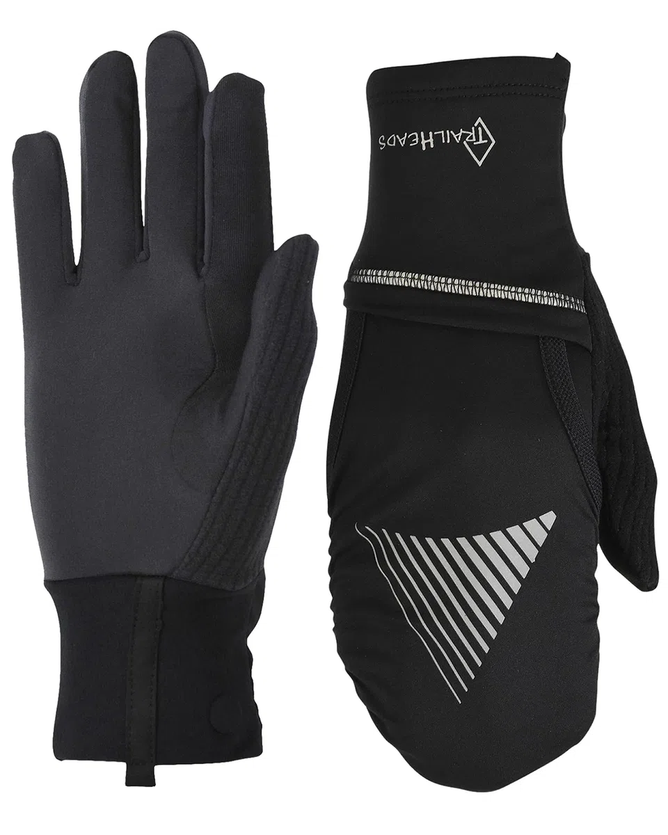 TrailHeads Damen Touchscreen-Handschuhe mit reflektierender wasserdichter Fäustlingschale, wandelbare Laufhandschuhe