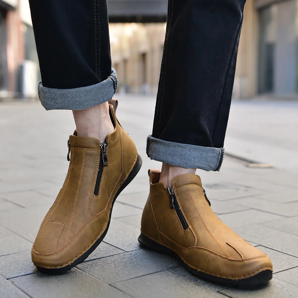 Freizeitschuhe Herren Ohne Schnürung, Leichte Sommerschuhe Herren, Arbeitsschuhe Seitlicher Reißverschluss Schlupfschuhe Bequeme Straßenlaufschuhe Freizeit Sportschuhe Sportlich Outdoorschuhe