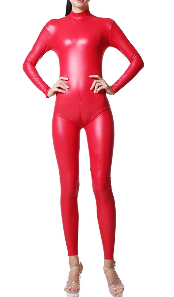 LinvMe Damen Rollkragen Latex Enge Anzug