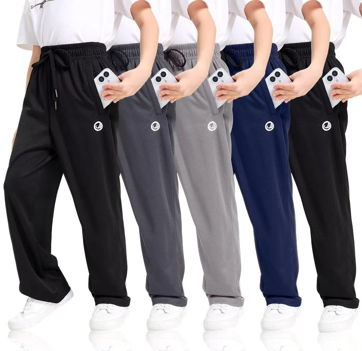 OCYMA 5 Pack Jogginghose Kinder Jungen,Baggy Jogginghose Jungs mit reißverschluss Mesh Trainingshose Kinder für Jungen von 5-24