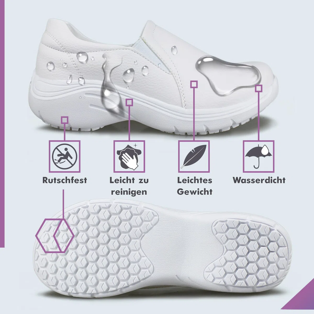 Hawkwell Damen Leichte Komfort Krankenschwester Schuhe rutschfeste Stillschuhe,Weiß EU 39