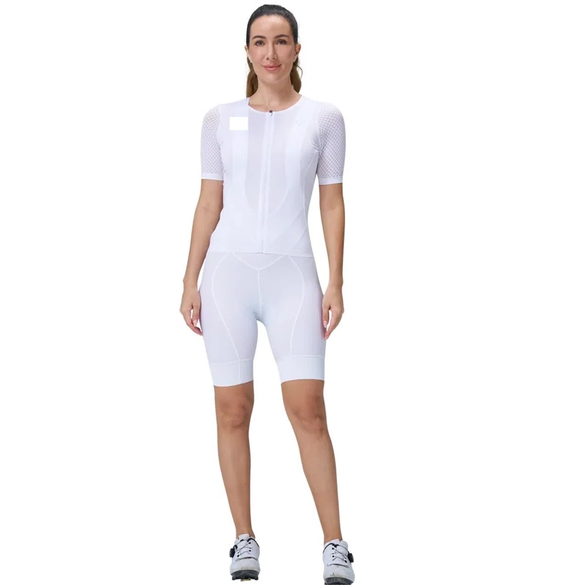 Damen-Radler-Trägerhosen Damen-Radsport-Trägershorts, hohe Taille, Fahrradhose, 6-Stunden-Fahrradpolster, schmale Passform, Radsport-Trägershorts, Rennradhose(White,M)
