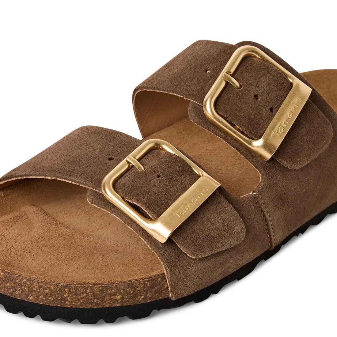 Tamaris Damen Fußbett Pantolette Leder flach