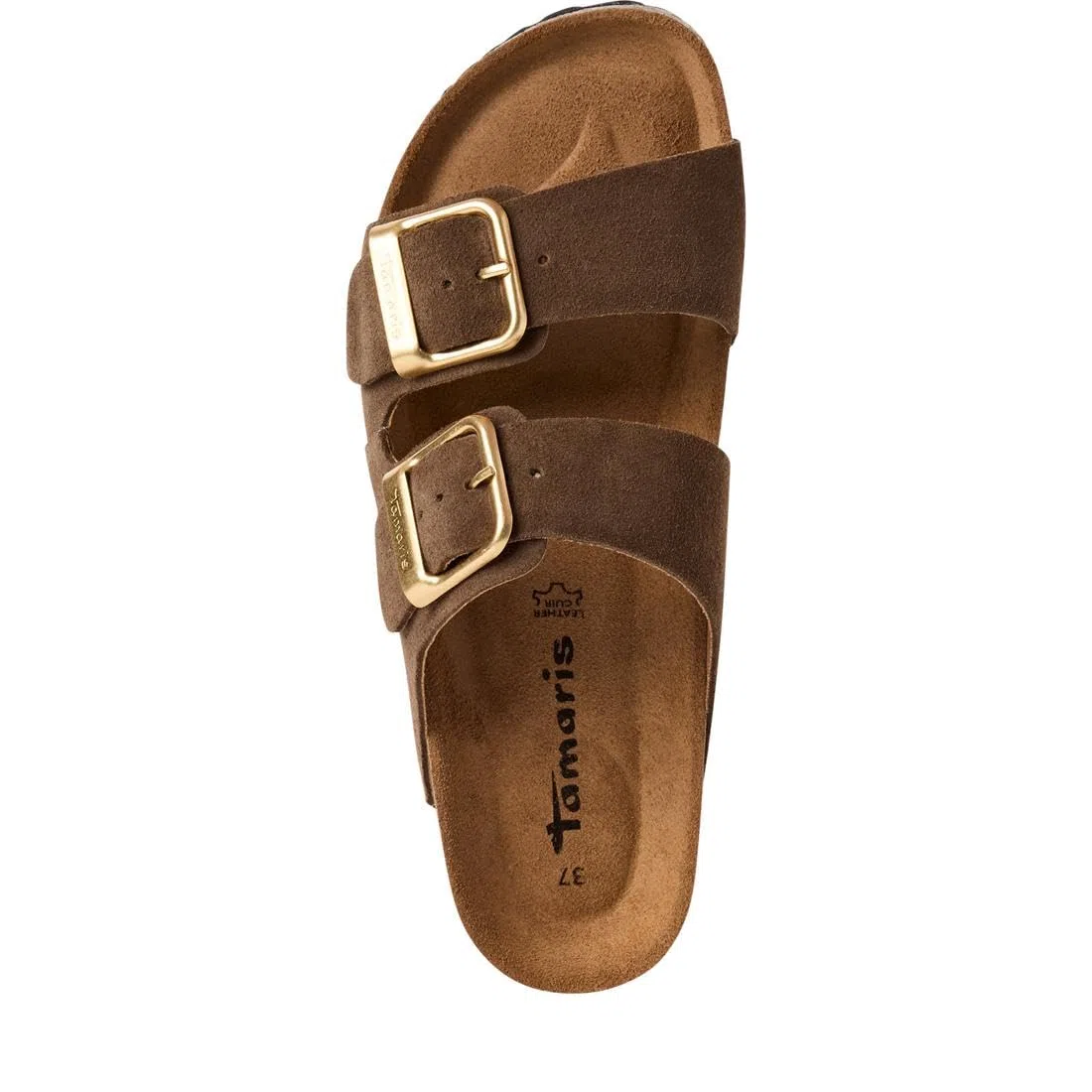 Tamaris Damen Fußbett Pantolette Leder flach