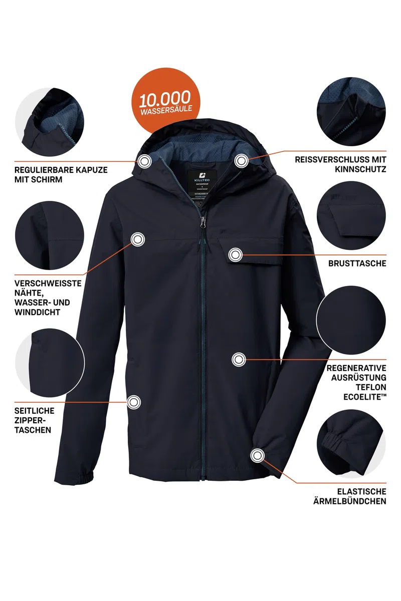 Killtec Jungen Kos 125 Bys Jckt Funktionsjacke/Outdoorjacke wasserdicht mit Kapuze