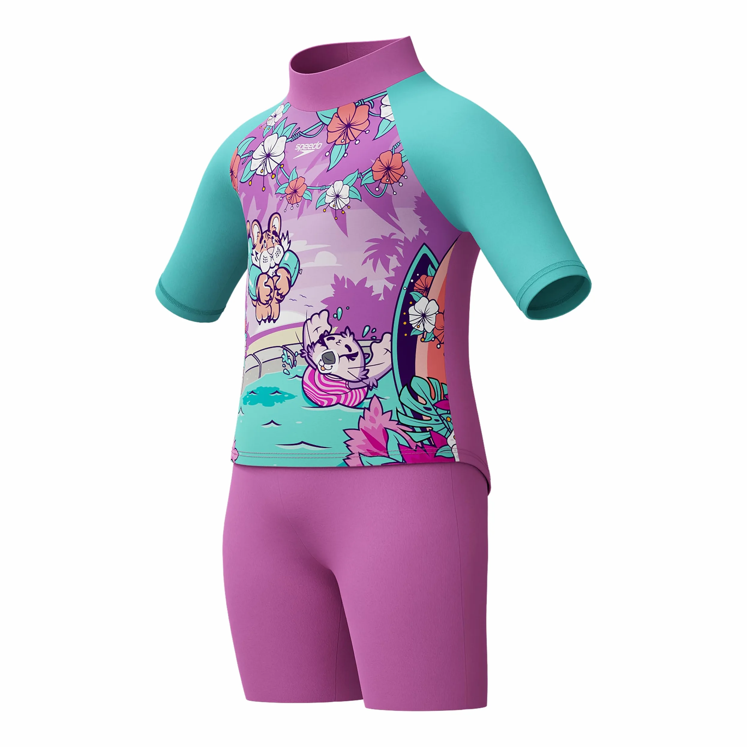 Speedo Mädchen Schwimmen Lernen Sonnenschutz Oberteil & Shorts | Mädchen | Urlaubsbekleidung | Uv-Schutz Schwimmbekleidung
