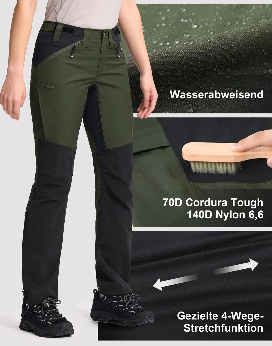 Pioneer Camp Outdoorhose Damen Wanderhose mit Cordura Verstärkung Wasserabweisend Trekkinghose Funktionshose mit Belüftungssystem
