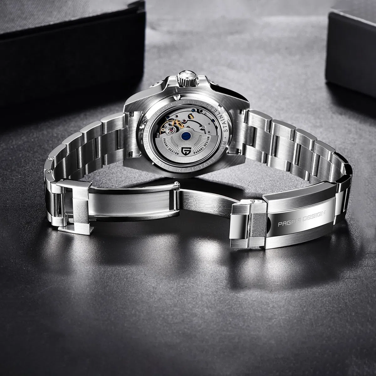 Pagani Design Herrenuhr Automatik Mechanische Uhr GMT Dual-Zeitzone Armbanduhren Edelstahl Zweifarbige Keramiklünette 100M Wasserdicht PD-1662