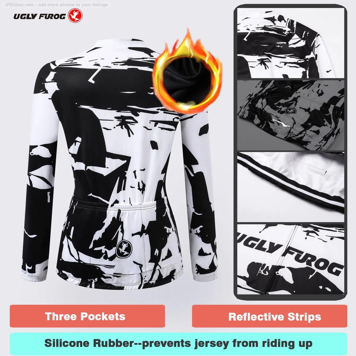 UGLY FROG 2024 Damen Langarm Radsportanzüge Radtrikot Kleidung Langärmeliges Fahrradtrikot mit Thermofleecefutter Radhose mit Sitzpolster Winter