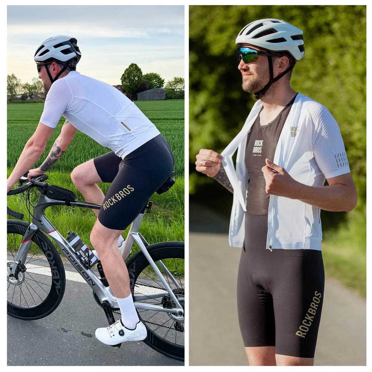 ROCKBROS Radlerhose mit Träger Gepolstert, Bib Shorts Herren, Fahrradhose Kurz, Atmungsaktive schnelltrocknende Radsport Trägerhosen für Rennrad & MTB