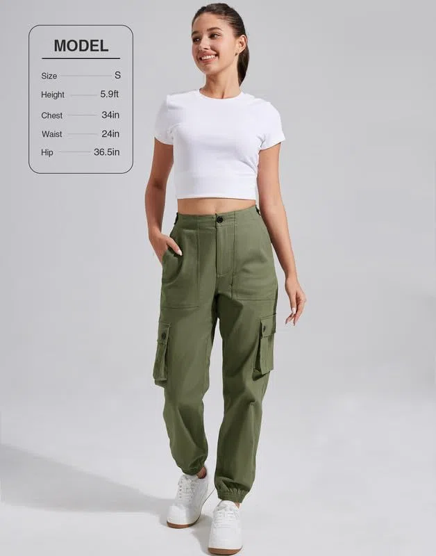 Pioneer Camp Cargohose Damen Lang Wanderhose für Frauen Strapazierfähig Cargo Hosen Verstellbarer Bund Outdoor Jogginghosen mit 6 Taschen
