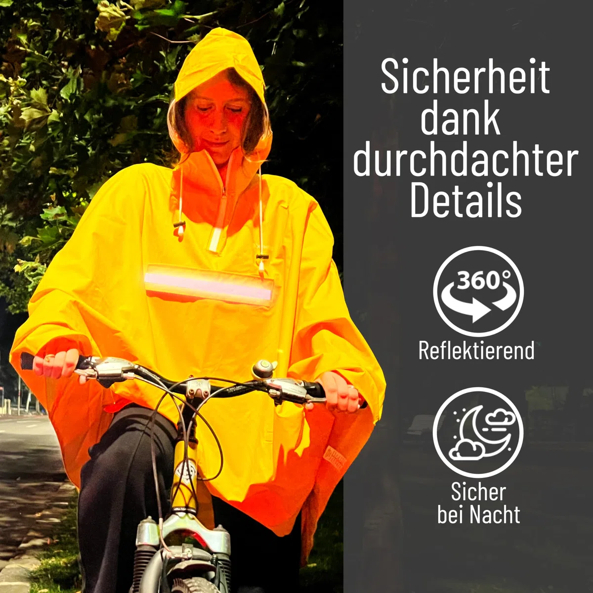 Regenponcho Fahrrad extra wasserdicht und robust - TEST SEHR GUT - Premium Regencape Fahrrad mit Reflektoren, Sichtfenster - Regenbekleidung als Regenponcho Herren und Damen - Regenjacke