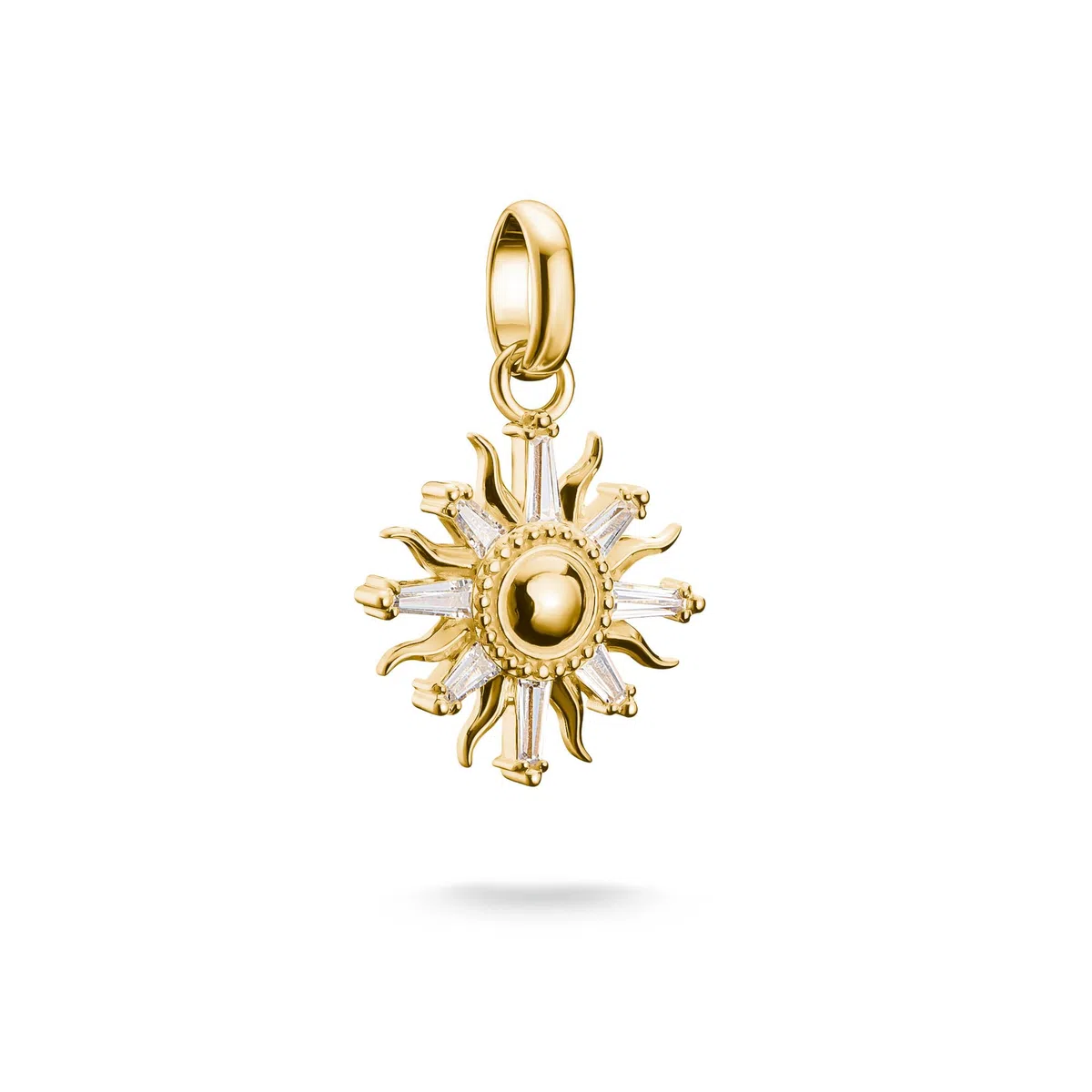 THOMAS SABO Charm-Anhänger Sonne mit Steinen Connect vergoldet 18k Vergoldung, Recyceltes 925 Silber