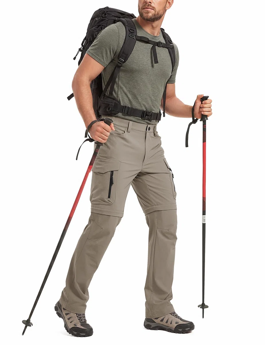 Herren Wanderhose Zip Off Trekkinghose Outdoorhose Sommer Softshell Stretch Hose Kurz für Wandern,Baggy,Fahrrad,arbeits