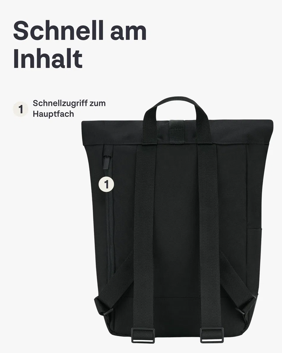 Johnny Urban Rucksack Damen & Herren Klein - Robin Small - Kleiner Rolltop Daypack mit 12 Zoll Laptopfach - Tagesrucksack für Uni City Business - Wasserabweisend