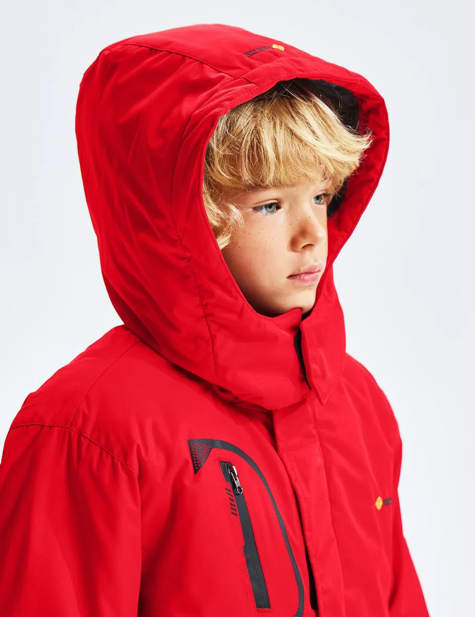 GEMYSE Jungen Skijacke Winter Wasserdicht Winddicht mit Kapuze Outdoor Regenjacke Fleecejacke