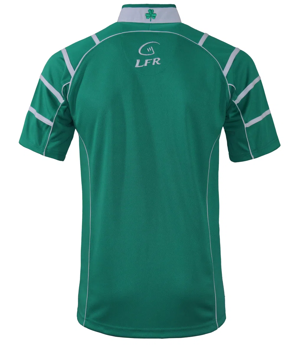 Malham USA Irland Rugby-Trikot, besticktes Kleeblatt-Wappen, atmungsaktives Kurzarm-Shirt